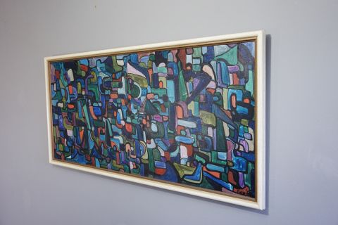 Abstraktes Mid Century Gemälde