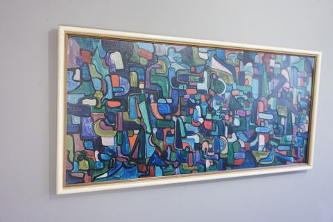 Abstraktes Mid Century Gemälde