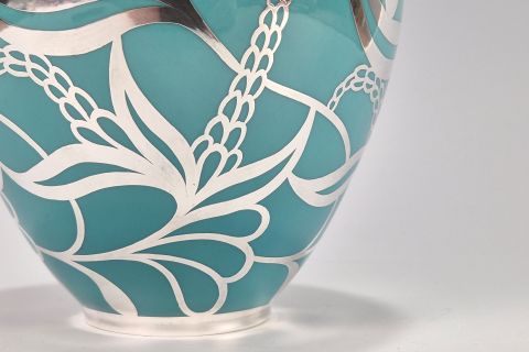 Art Deco Vase Silber Silver Overlay