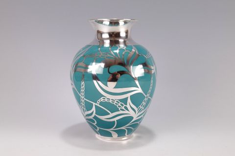 Art Deco Vase Silber Silver Overlay