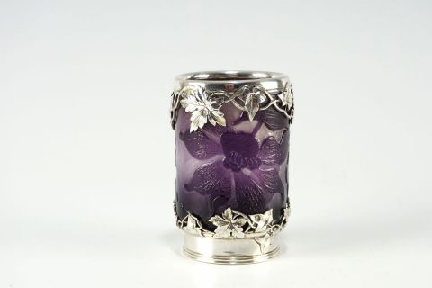 Emile Galle Clematis Vase mit Silbermontur