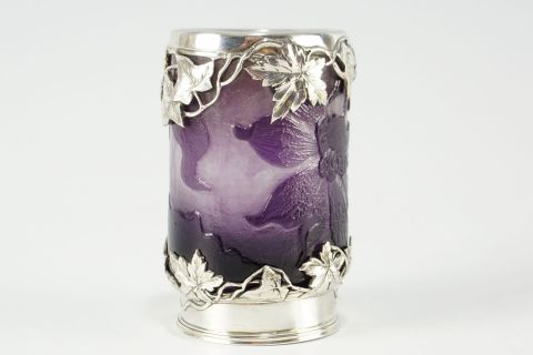 Emile Galle Clematis Vase mit Silbermontur