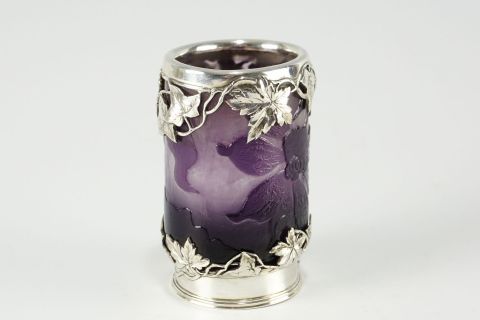 Emile Galle Clematis Vase mit Silbermontur
