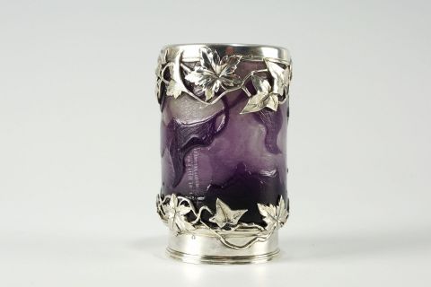 Emile Galle Clematis Vase mit Silbermontur