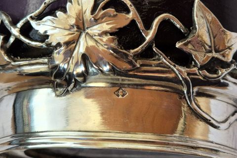 Emile Galle Clematis Vase mit Silbermontur
