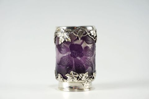 Emile Galle Clematis Vase mit Silbermontur