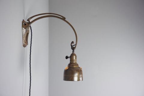 Jugendstil Art Nouveau Tisch & Wandlampe
