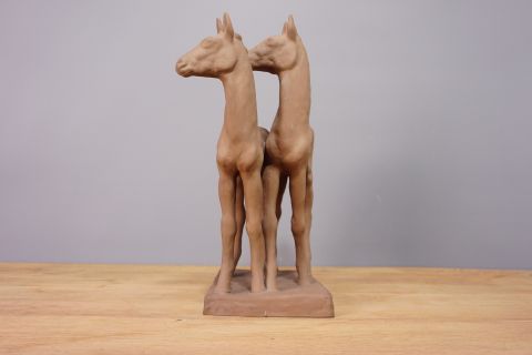 Karlsruhe Majolika 2 Fohlen Pferde