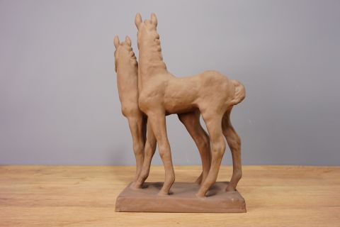 Karlsruhe Majolika 2 Fohlen Pferde