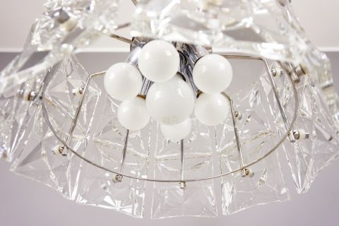 Kinkeldey Glas Kristall Leuchter Mid Century