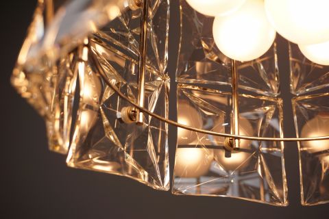 Kinkeldey Glas Kristall Leuchter Mid Century