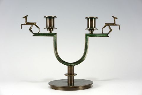 Chandelier Bronze Nils Fougstedt Art Deco