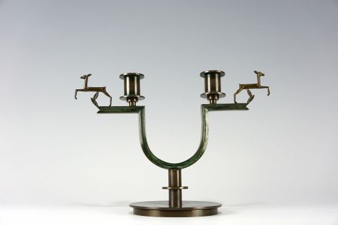 Chandelier Bronze Nils Fougstedt Art Deco