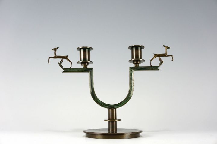 Chandelier Bronze Nils Fougstedt Art Deco