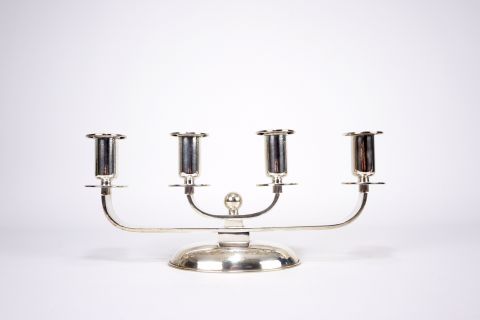 Silver Chandelier - Modernist Art Deco