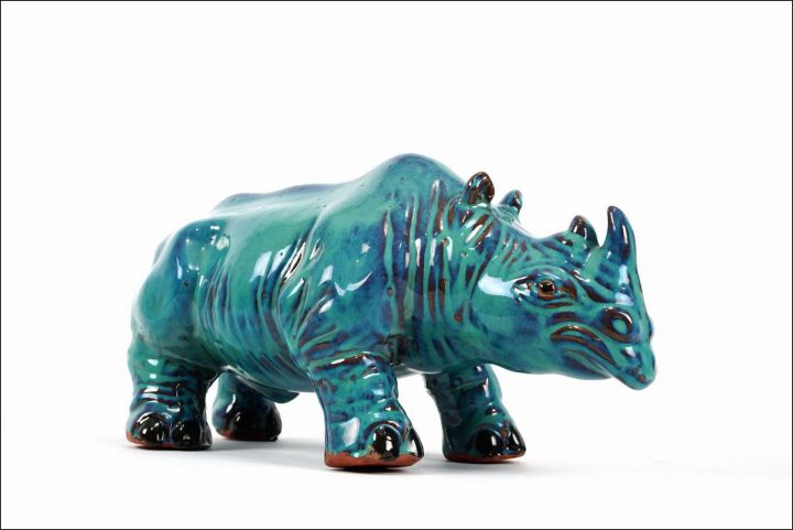 Mid Century Rhinozeros Art Pottery Fat Lava