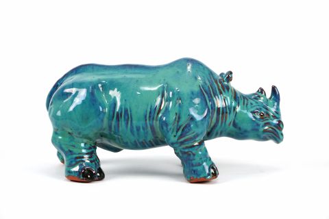 Mid Century Rhinozeros Art Pottery Fat Lava