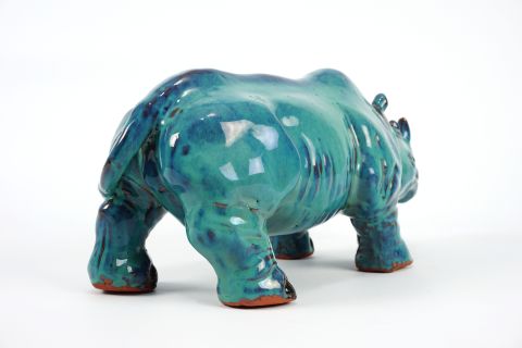 Mid Century Rhinozeros Art Pottery Fat Lava