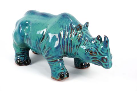 Mid Century Rhinozeros Art Pottery Fat Lava
