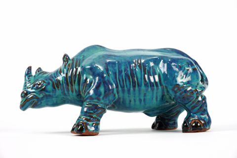 Mid Century Rhinozeros Art Pottery Fat Lava