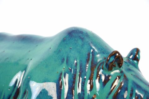 Mid Century Rhinozeros Art Pottery Fat Lava