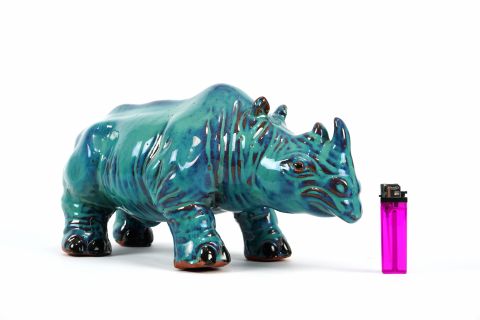 Mid Century Rhinozeros Art Pottery Fat Lava