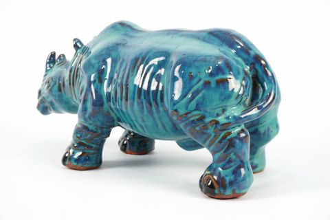 Mid Century Rhinozeros Art Pottery Fat Lava