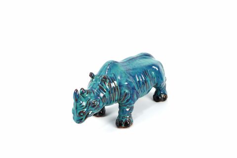 Mid Century Rhinozeros Art Pottery Fat Lava