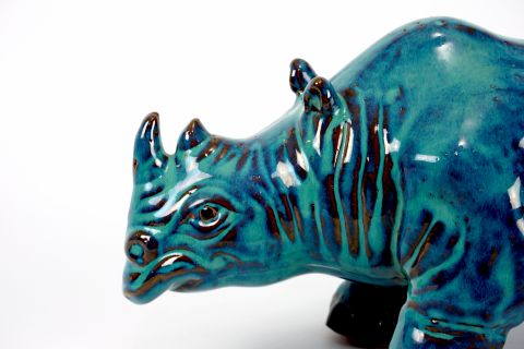 Mid Century Rhinozeros Art Pottery Fat Lava