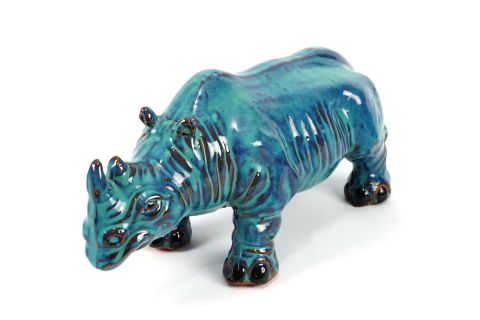Mid Century Rhinozeros Art Pottery Fat Lava