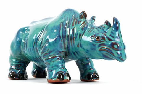 Mid Century Rhinozeros Art Pottery Fat Lava