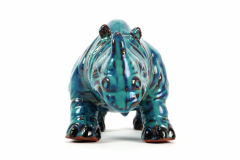 Mid Century Rhinozeros Art Pottery Fat Lava