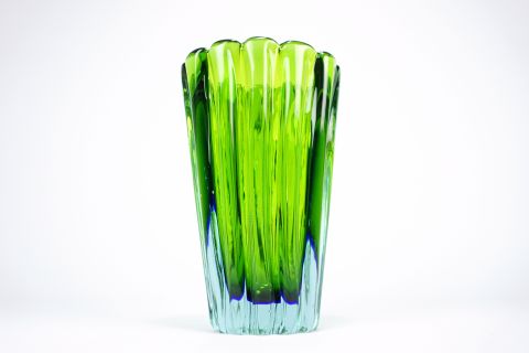 Sommerso a coste glass Vase
