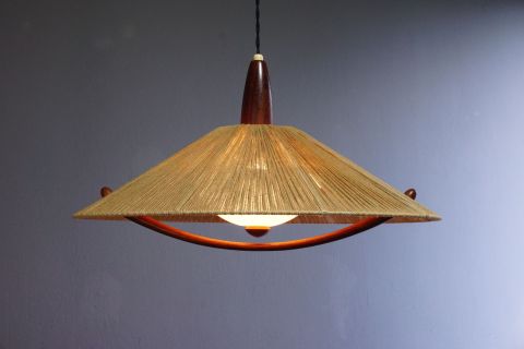 Temde Teak Sisal Deckenleuchte