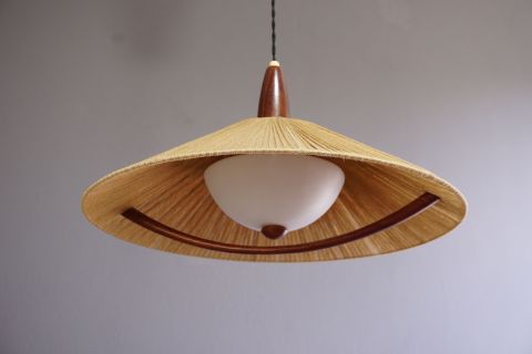 Temde Teak Sisal Deckenleuchte