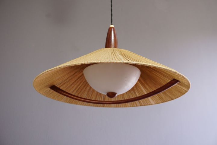 Temde Teak Sisal Deckenleuchte