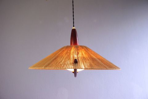 Temde Teak Sisal Deckenleuchte