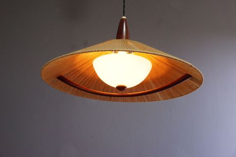 Temde Teak Sisal Deckenleuchte