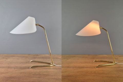 Tischlampe Messing Acrylglas 1950/60