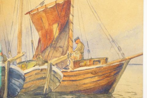 Tom Beyer Aquarell Gemälde 1930s