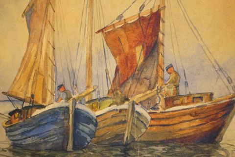 Tom Beyer Aquarell Gemälde 1930s
