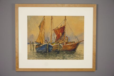 Tom Beyer Aquarell Gemälde 1930s
