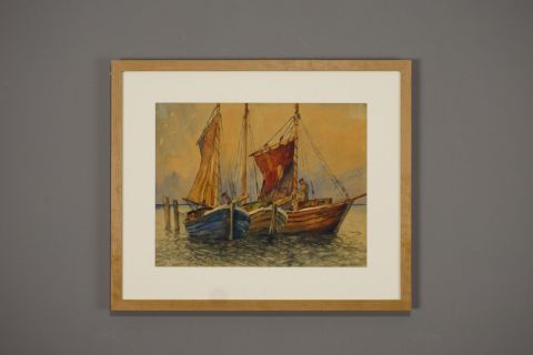 Tom Beyer Aquarell Gemälde 1930s