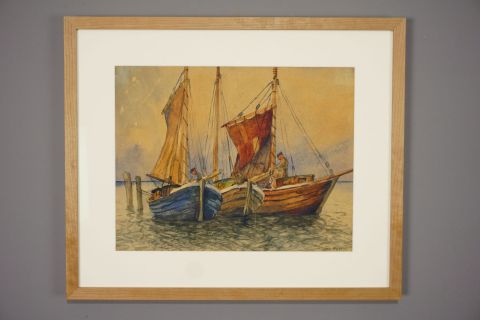 Tom Beyer Aquarell Gemälde 1930s