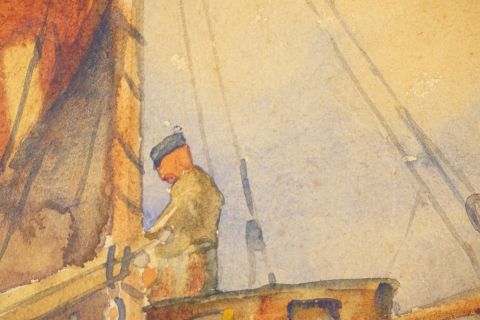 Tom Beyer Aquarell Gemälde 1930s